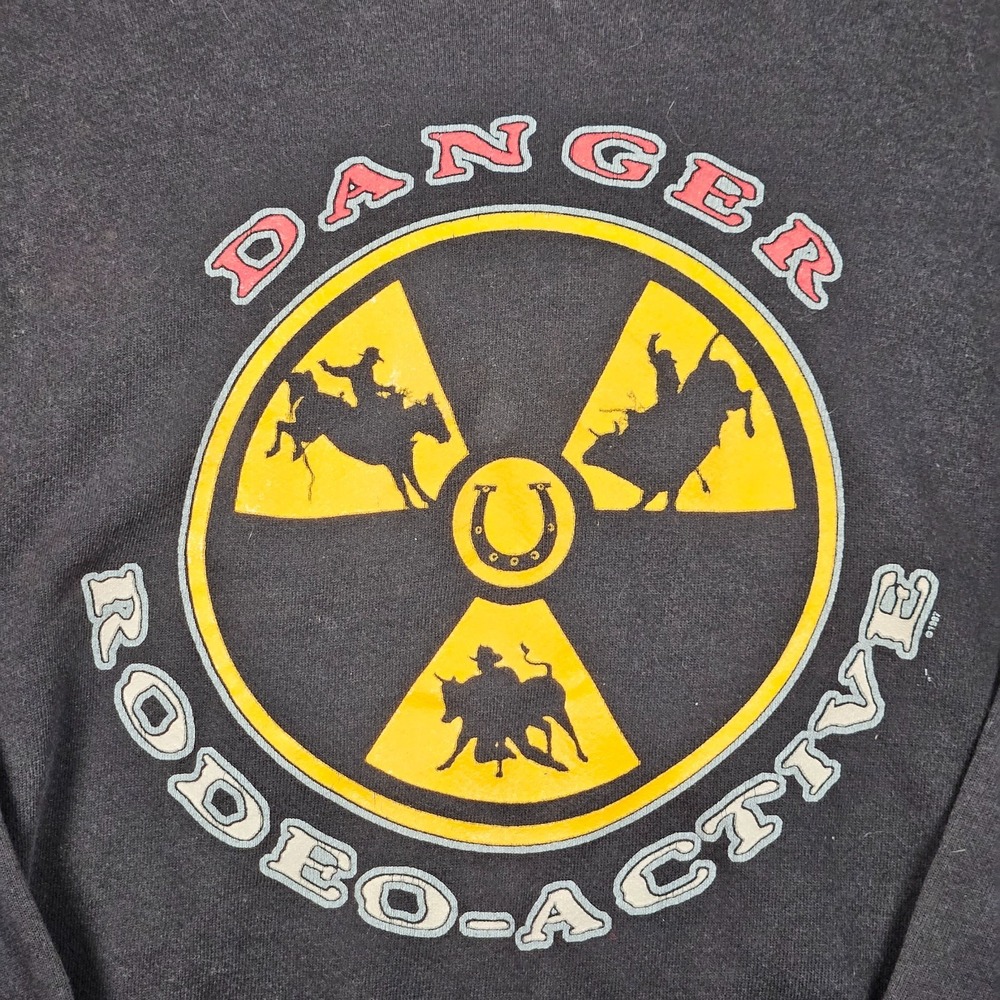 Vintage Wrangler Sweatshirt Mens Large? Black‎ Rodeo-Active Graphic Western 90s - Picture 3 of 8